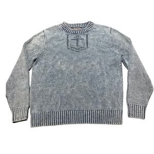 The J Peterman Company Indigo Dye Knit Sweater Sailor Anchor Nautical Mens Med